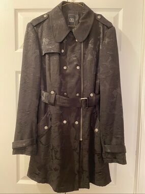 Women's Black Trench Coat with Satin Lining